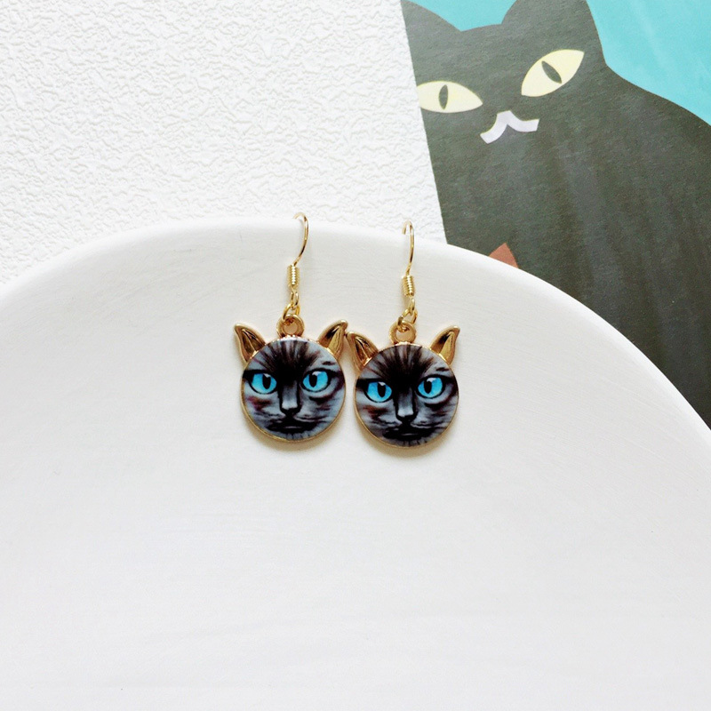 Cute Cat Metal Enamel Women's Drop Earrings 1 Pair display picture 14