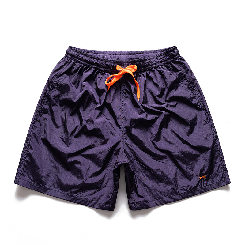 Men's Trendy Loose Solid Color Beach Shorts Social Spirit Big Boy Shorts for Outdoor Sports Three-Point Shorts