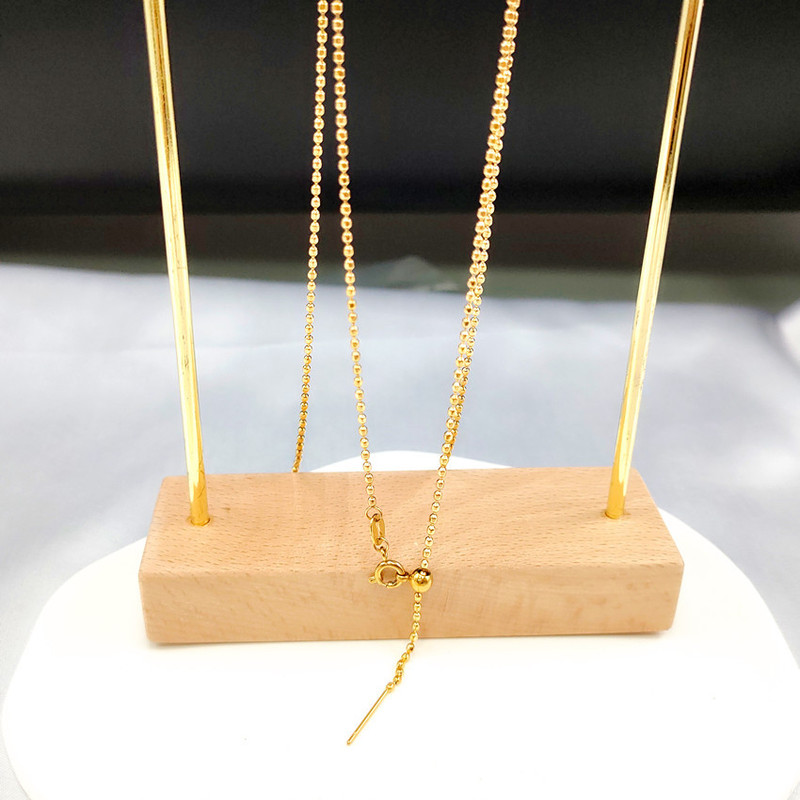 チタン鋼切断ビーズチェーンネックレスDIY手作り針式フラッシュビーズ豆ネックレス真空電気18k金は色落ちしない|undefined