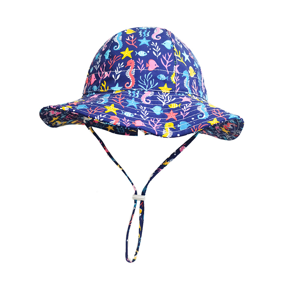 [ Bin ]new pattern Spring and summer children ultraviolet-proof UPF50 +Sun hat girl Dome cap Dayan Mao