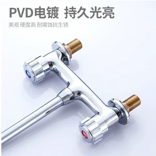 全铜老式面盆双孔冷热可旋转水龙头厨房双把洗菜盆冷热加宽15cm