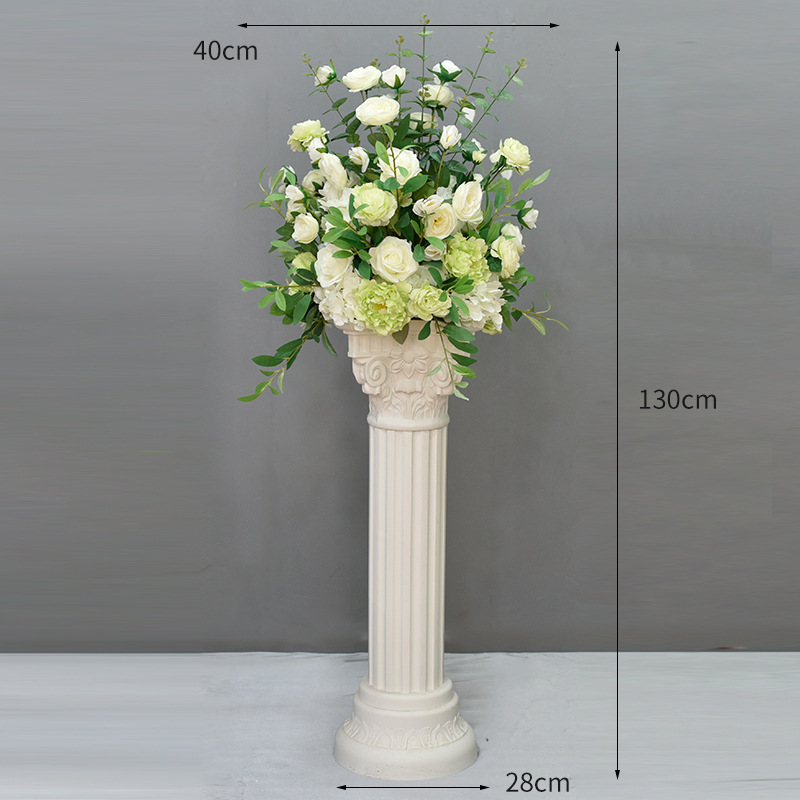 흰색 녹색 로마 기둥 꽃 예술