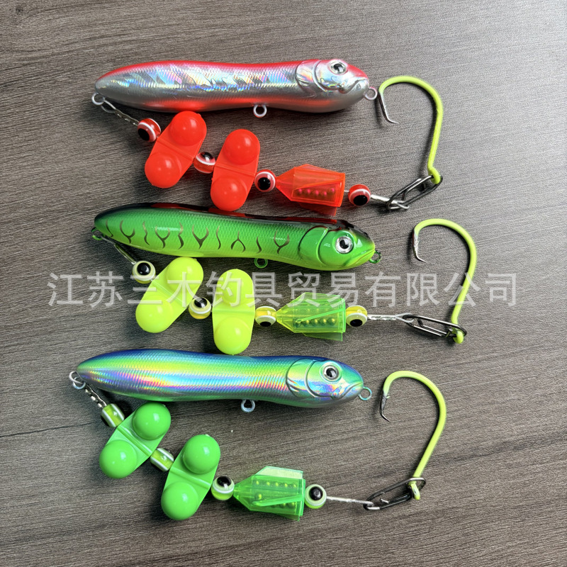 5-piece set of catfish fishing tackle, size 5/0 # 、6/0 # 、8/0 # , with a float lure and a sound-making bead