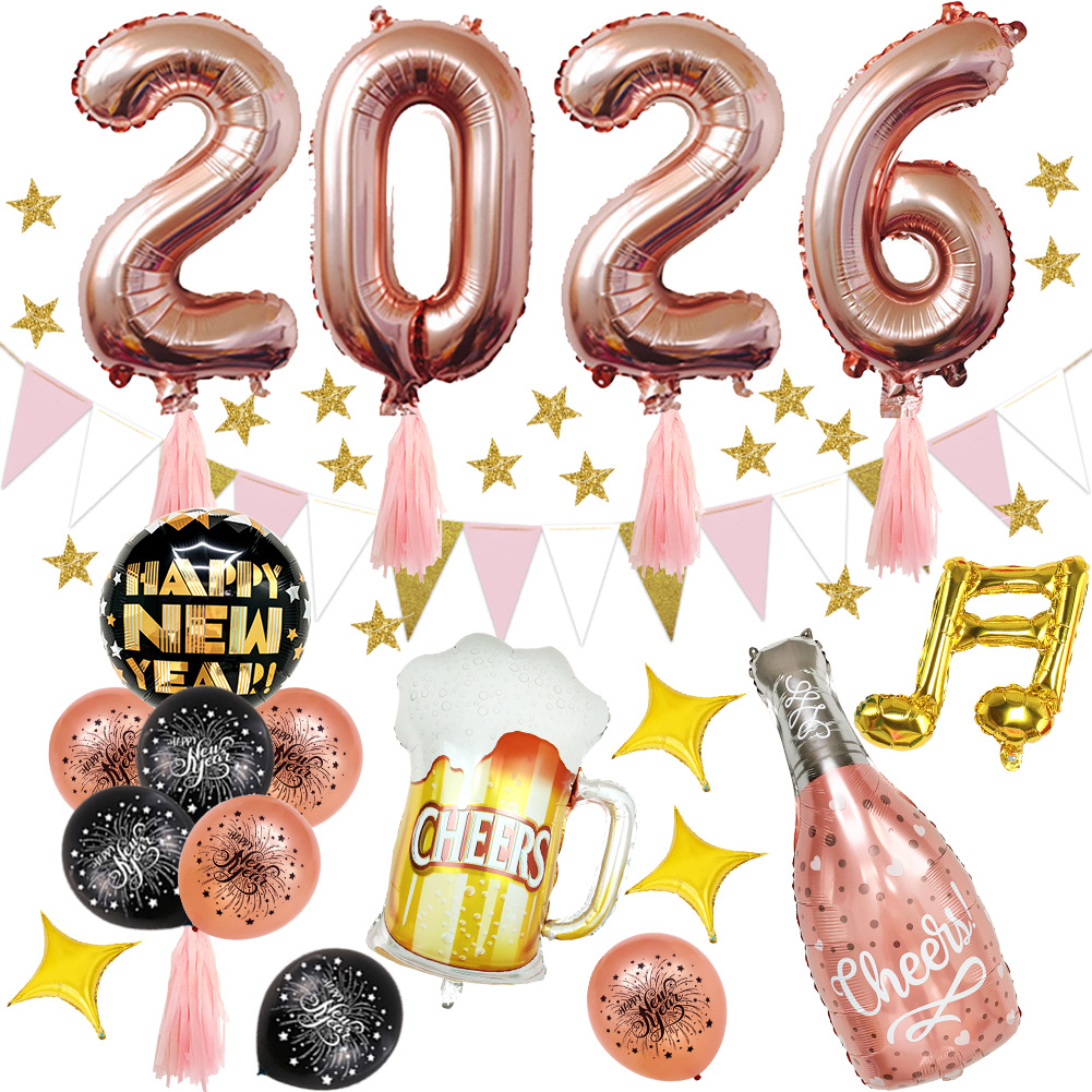 Año nuevo globo fiesta digital globo al por mayor festival diseño decoración escena Año Nuevo látex película de aluminio traje de globo
