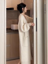 春秋长款过膝针织开衫毛衣女2025新款宽松外穿韩版慵懒风上衣外套