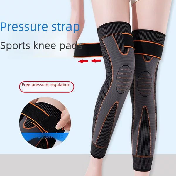 High elastic men's and women's long strap knee protection sports outdoor basketball equipment running mugwort knee protection knitted protective gear