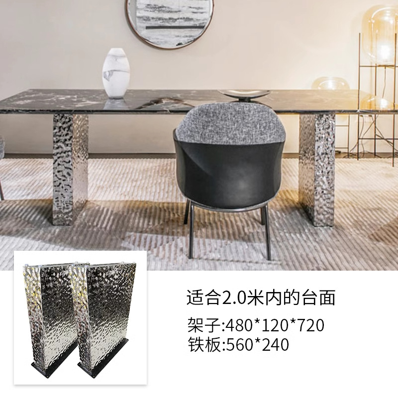 Mesa de acero inoxidable soporte de piernas de mármol base de lujo ligero marco de soporte de tabla de roca mesa redonda pie de mesa larga isla marco de mesa pie de comedor