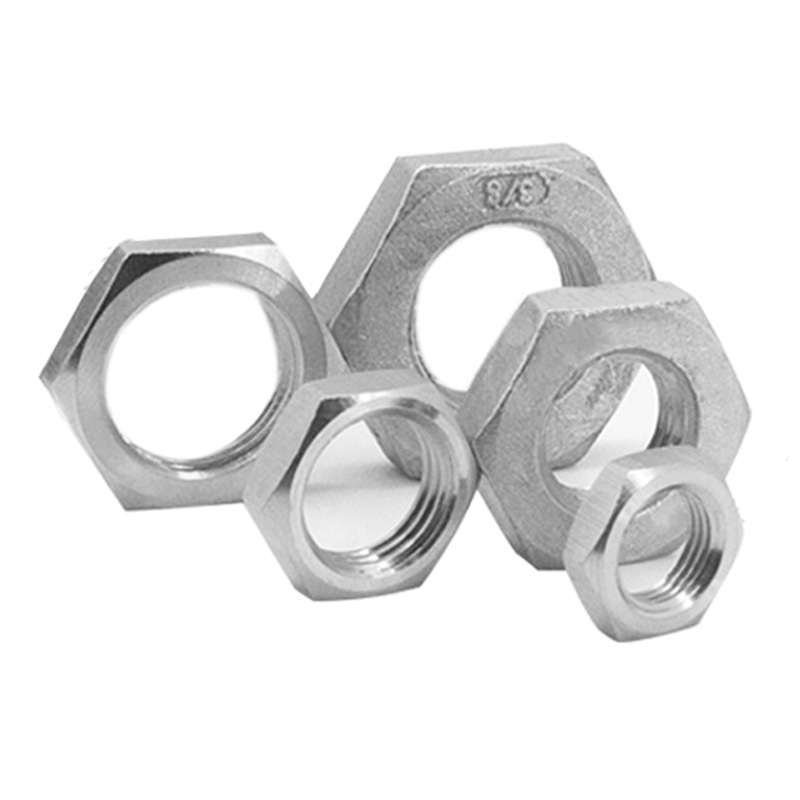 304不锈钢英制超薄六角螺母拼母根母G螺纹锁紧管螺纹锁母G1/2 3/8