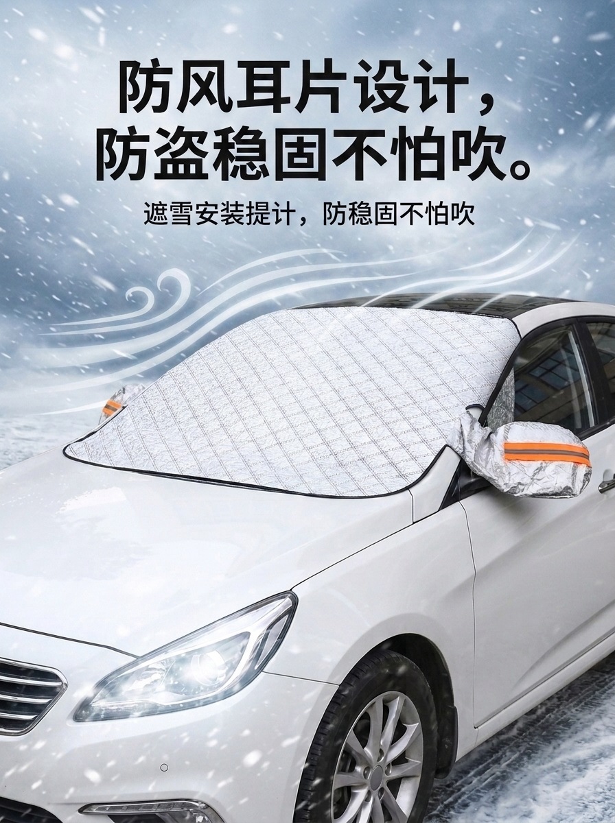 Car snow and frost protection cover, front windshield sunshade, heat insulation sunshade, cross-border car snow cover and sunshade