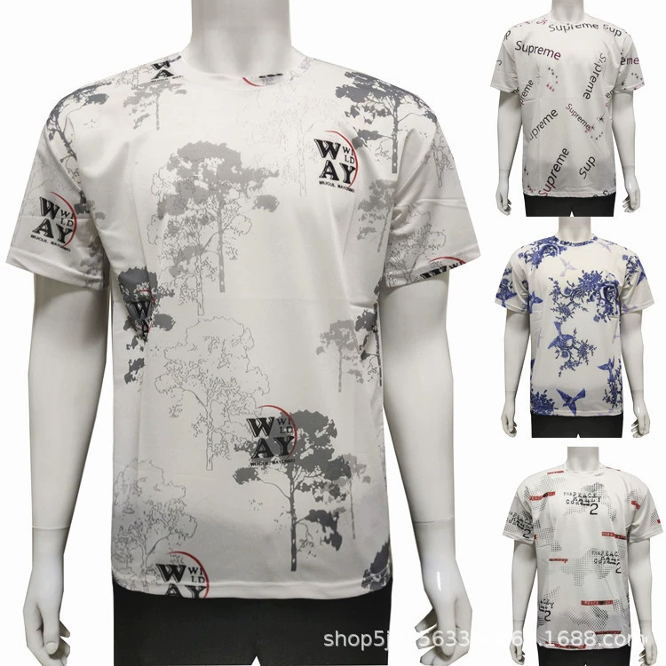 Новая летняя модная мужская футболка среднего и пожилого возраста с круглым вырезом и короткими рукавами большого размера, свободный топ из мерсеризованного хлопка с половиной рукавов