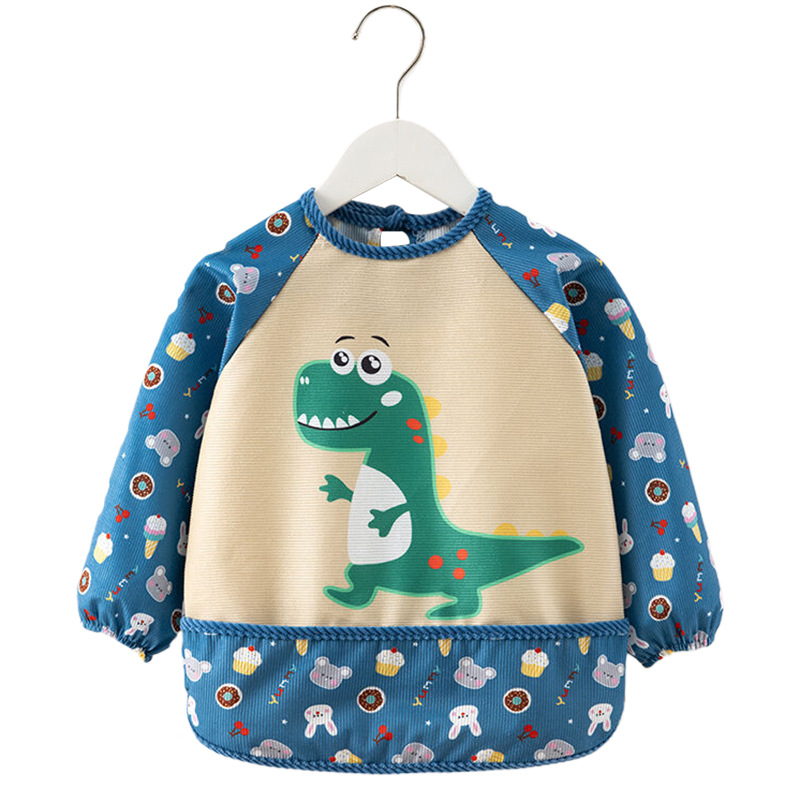 Baby Long Sleeve Waterproof Eating Smock Reversible Anti-mess Apron For Toddlers_voghion.com