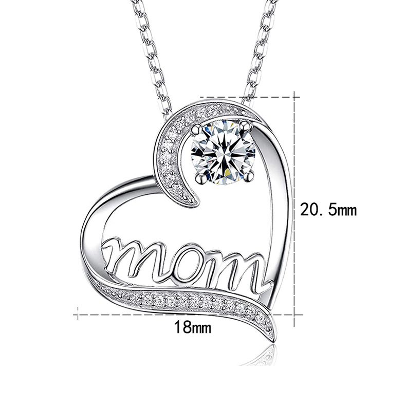 15g Weight Zircon Inlay Material 925 Sterling Silver Zircon Plating Inlay Letter Heart Shape Pendant Necklace