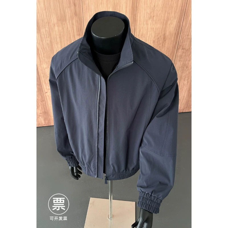 Cleanfit Deconstructed Stand-Collar Bomber Jacket Men's American-Style Short Baseball Jacket Silhouette Straight-Shoulder Workwear Jacket Cleanfit Deconstructed Stand-Collar Bomber Jacket Men's American-Style Short Baseball Jacket Silhouette Straight-Shoulder Workwear Jacket