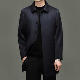 男士高端100山羊绒大衣中年商务休闲毛呢外套中长款双面呢爸爸装