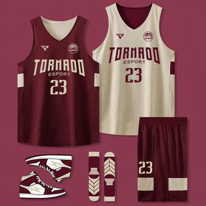Men's and women's double-sided basketball uniform suit printed quick-drying American men's competition training team uniform girls' Jersey group purchase