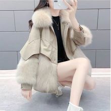 皮草外套女2025春秋冬季新款韩版PU皮仿狐狸毛中长款海宁大衣