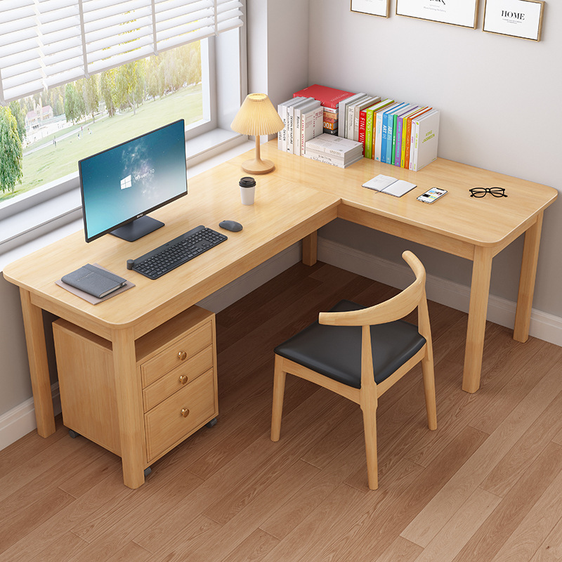 Solid Wood Desk Home L-Shaped Corner Office Computer Desk Bedroom Corner Writing Desk Primary and Secondary School Students Study Table Solid Wood Desk Home L-Shaped Corner Office Computer Desk Bedroom Corner Writing Desk Primary and Secondary School Students Study Table