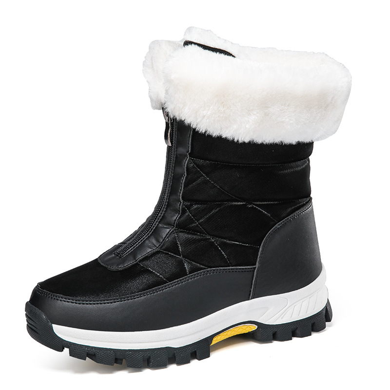 2025 nuevas botas de nieve de invierno transfronterizas para mujeres calientes y terciopelo grueso al noreste zapatos de algodón de esquí al aire libre tamaño grande