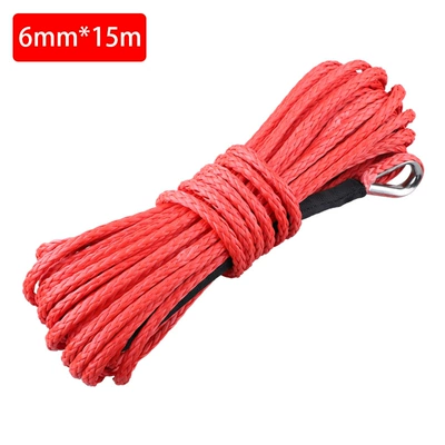 5/6/7mm x 15m car tow – Trailer rope/net/strap - 6mmx15m-red