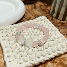 天然水晶手串马达加斯加粉晶白水晶蝴蝶雪花幽灵手链女款首饰礼物