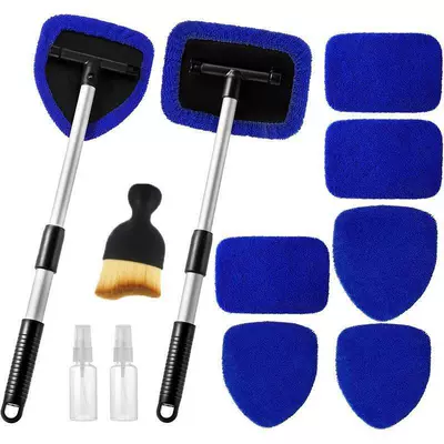 Car cleaning tools: Window Brush Set - set-1-set-of-pentagon-4-blue-cloth-covers-spray-bottle1-set-of-square-telescopic-board-4-cloth-covers-spray-bottlecleaning-brush