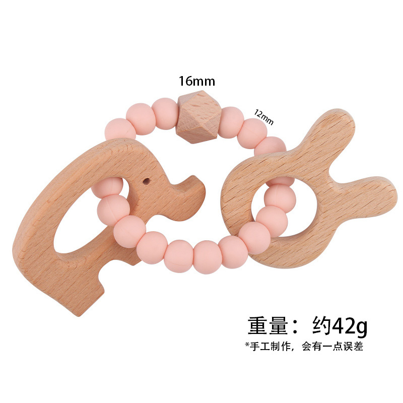 Nuevo bricolaje creativo haya elefante conejo juguete mordedor seguridad protección del medio ambiente pulsera de silicona con cuentas molar