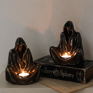 European-style black ghost wizard aromatherapy candle decoration Candlestick art retro creative Halloween ghost festival party