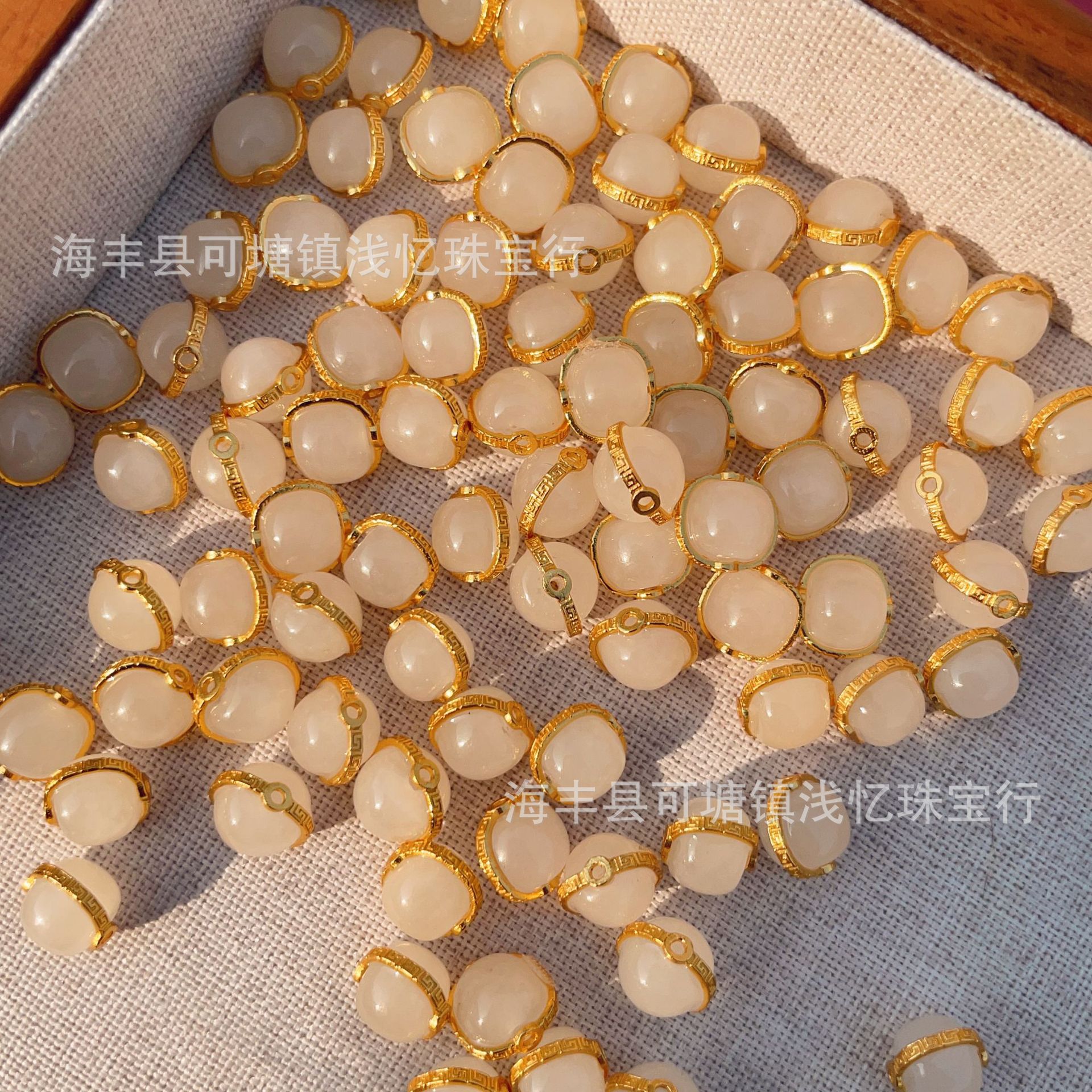 Manufacturer Wholesale S925 Silver Gold-Plated White Jade Accessories Natural Hetian Jade Edge White Through-Hole Spacer Beads DIY Accessories