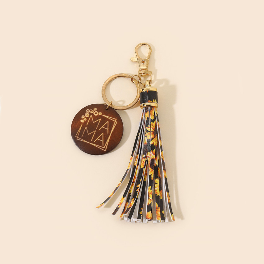 17g Weight Keychain Classification 1 Piece Quantity Casual, Holiday, Daily Occasion Pu Leather Material Mother'S Day Festival Letter, Tassel Pattern Unisex Gender Modern Style Style Modern Style Letter Tassel Pu Leather Mother'S Day Unisex Keychain 30