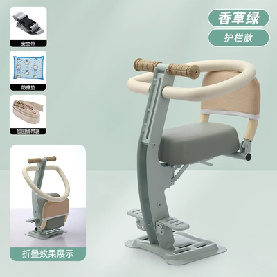 Stool – Motorcycle child seat - green-folding-footrest-folding-backrest-full-surround-bar-ordinary-anti-collision-pad