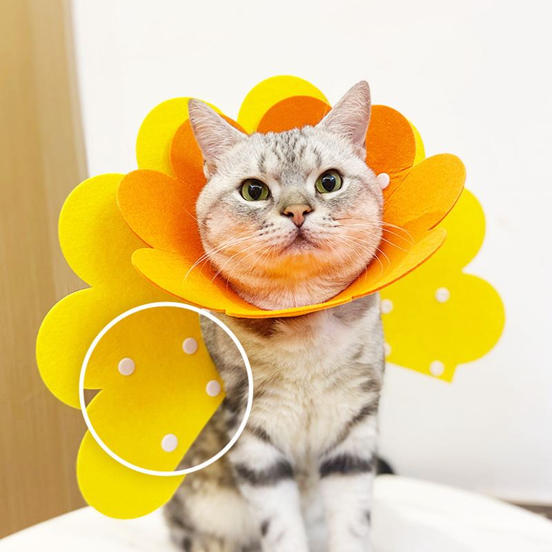 Collar de anillo de Elizabeth Collar de gato y perro Collar de fieltro Funda de girasol Impermeable y anti-lamer después de la operación Anillo de vergüenza