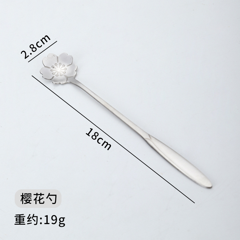Cuchara de acero inoxidable Oro creativo Rose flor de cerezo cuchara agitación taza postre cuchara de café Nido de pájaro cuchara de miel