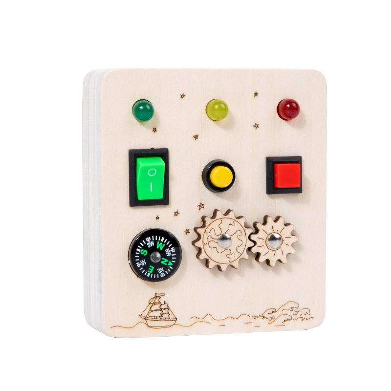 Juguetes de madera interruptor LED placa de circuito analógico Junta ocupada Montessori ayuda educativa juguetes de ensayo temprano Montessori