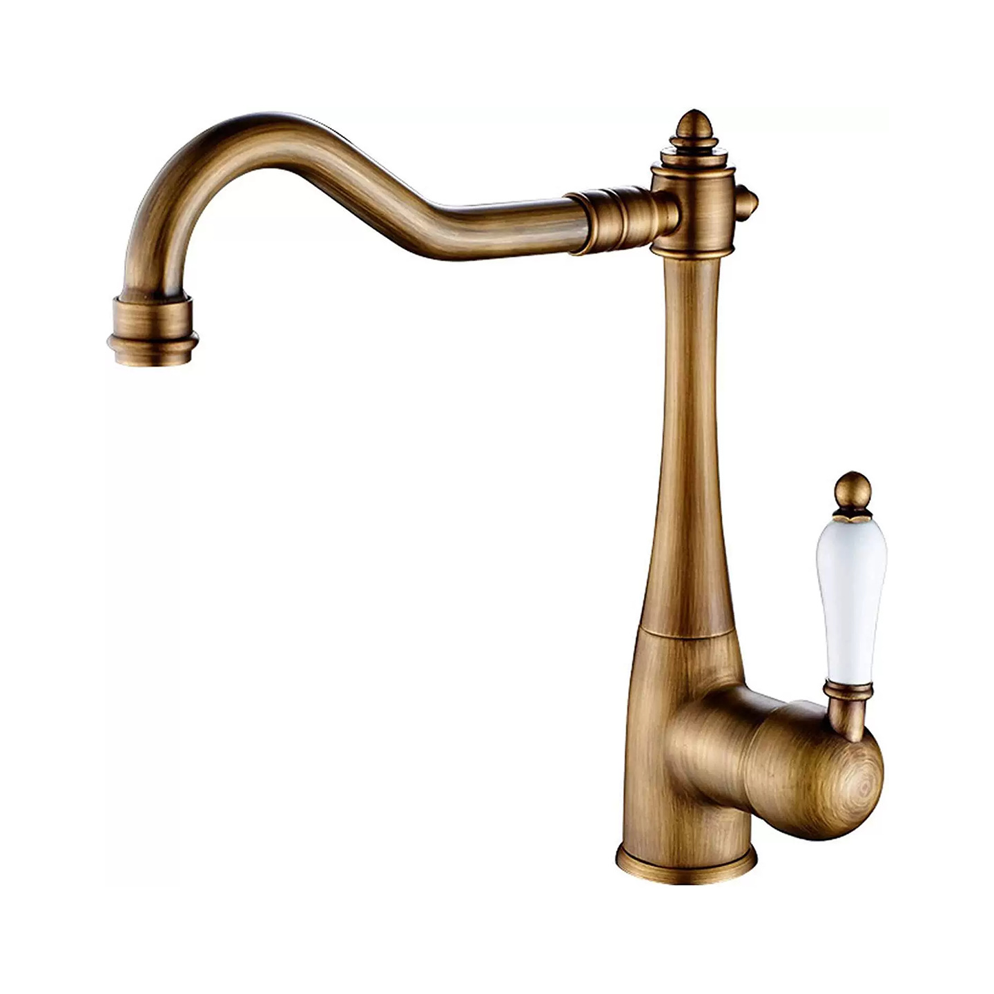 El comercio exterior de estilo Europeo de latón giratorio cocina Cuenca del fregadero de la cocina lavabo de cerámica manija de Oro caliente y fría grifo antiguo