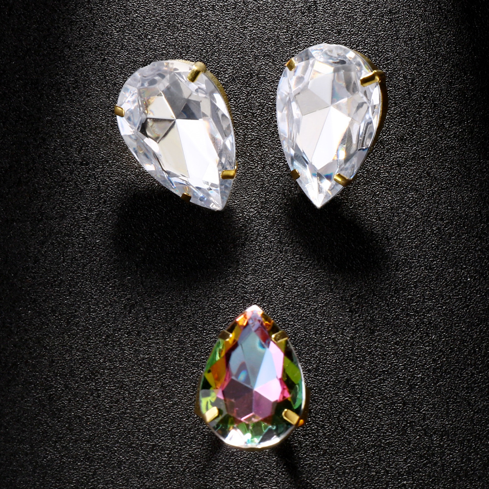 Temperamento europeo y americano gota de agua conjunto de joyería simple pendientes de diamante accesorios de anillo ajustable conjunto de joyería