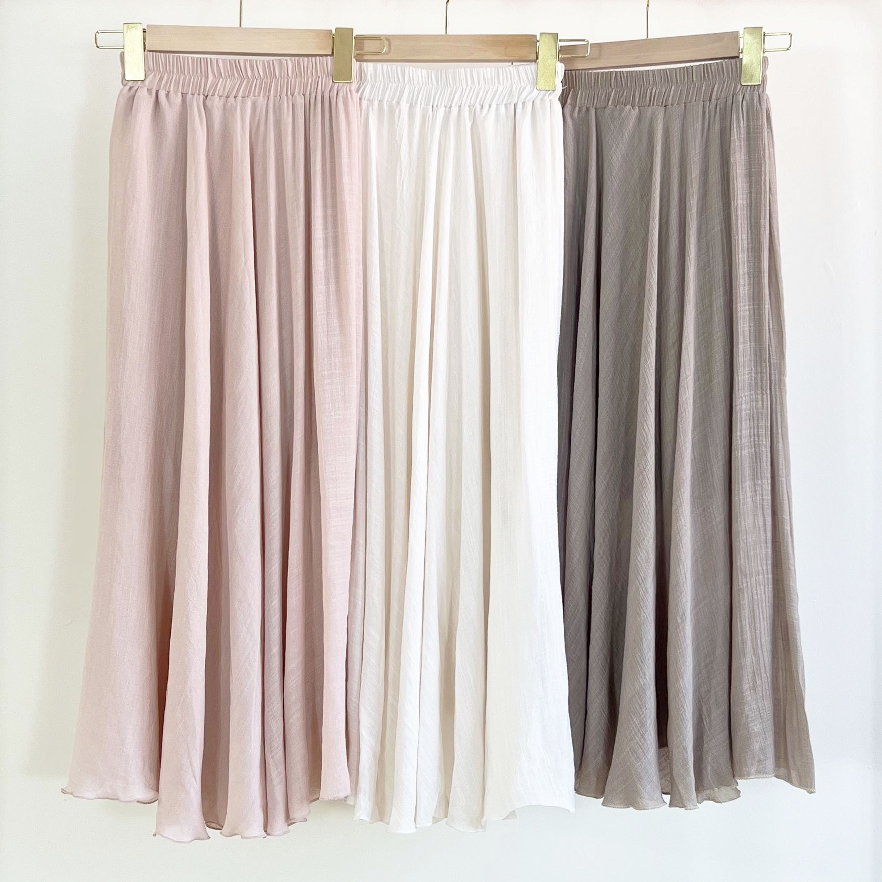 New Solid Color Drapey Cotton and Linen Large Hem Elegant Elastic Waist Gentle Style Atmospheric Long Skirt Dance