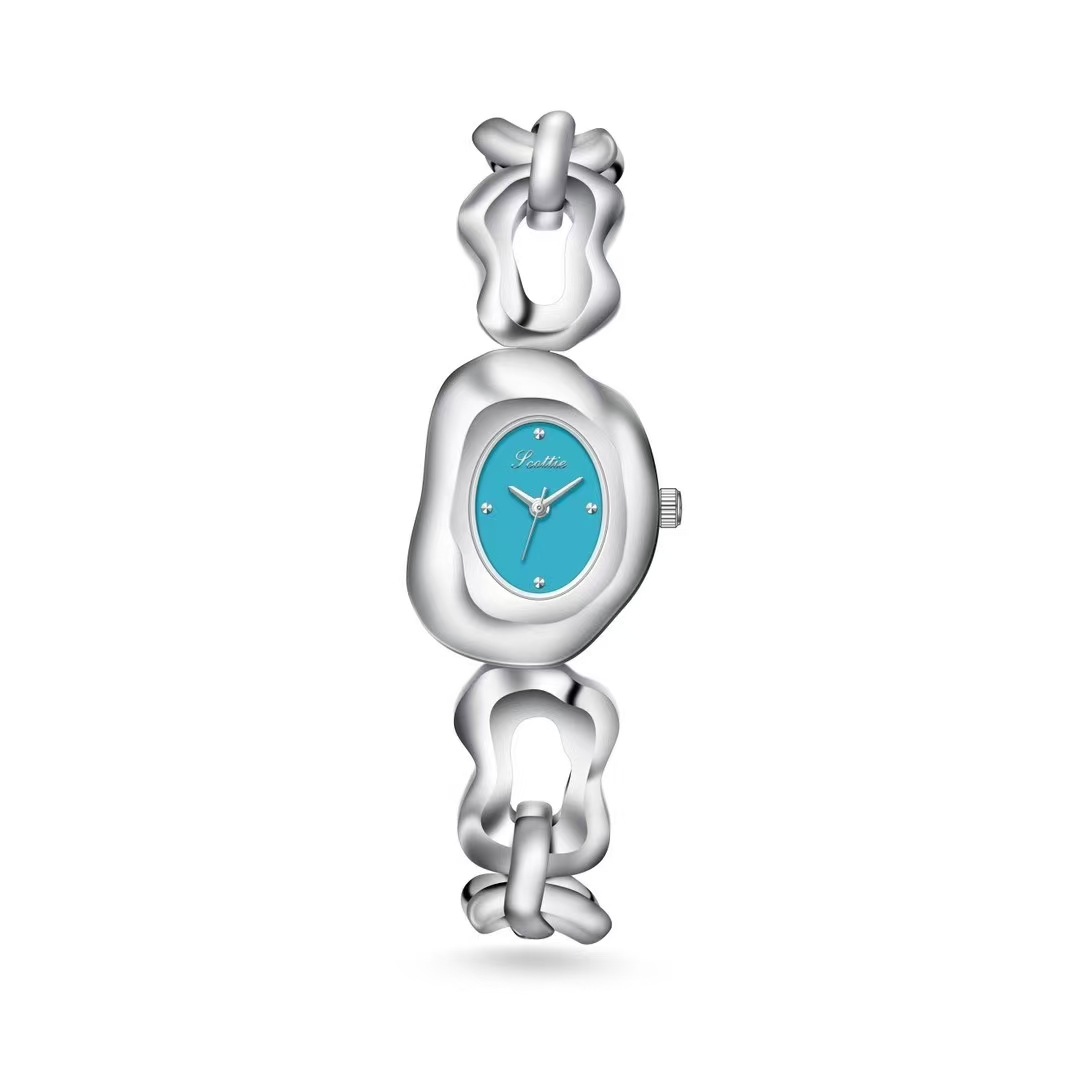 Silver shell blue plate