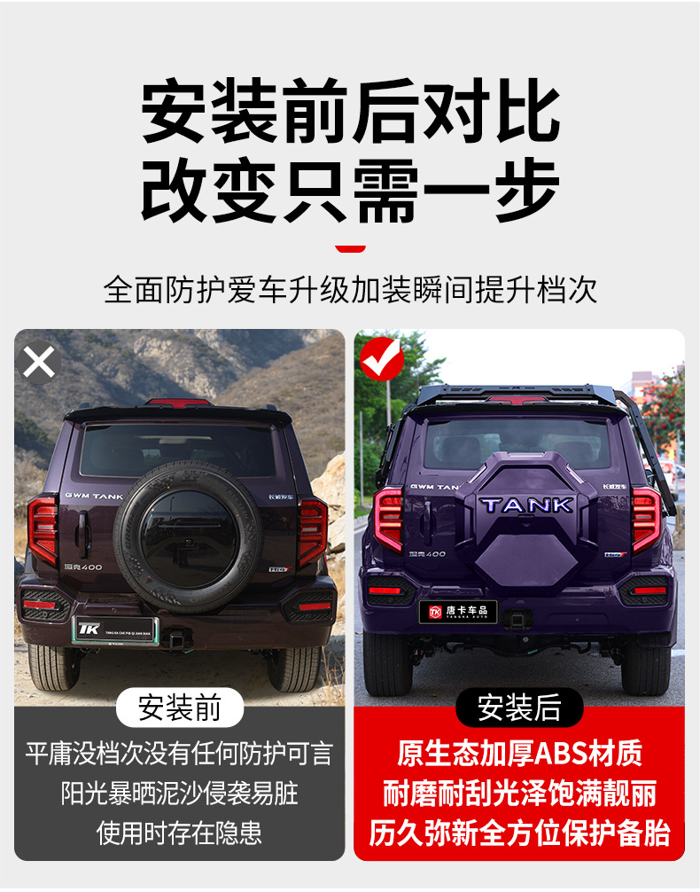 Tank 400Hi4-T/Z Special Edition Xuanwu Mecha Full-Cover Spare Tire Cover, Thickened Rugged Off-Road Modification Protective Accessories