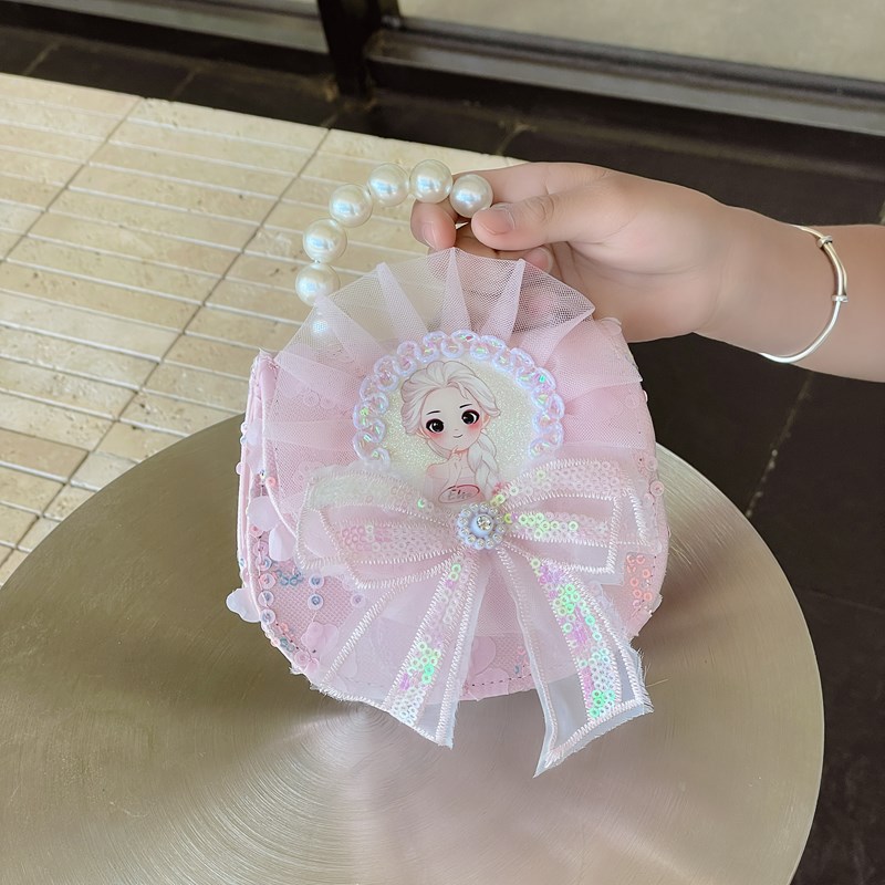 Nuevo comercio exterior de encaje flor de hombro para niñas bolsos de moda perlas arco bolsos de niños bolsos de cambio de dibujos animados