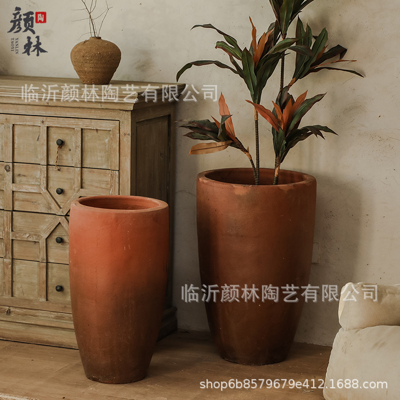 Flores de tubo alto abierto maceta de árboles gruesa maceta de cerámica retrógrada paisaje rural maceta decoración popular maceta grande maceta alta maceta gruesa