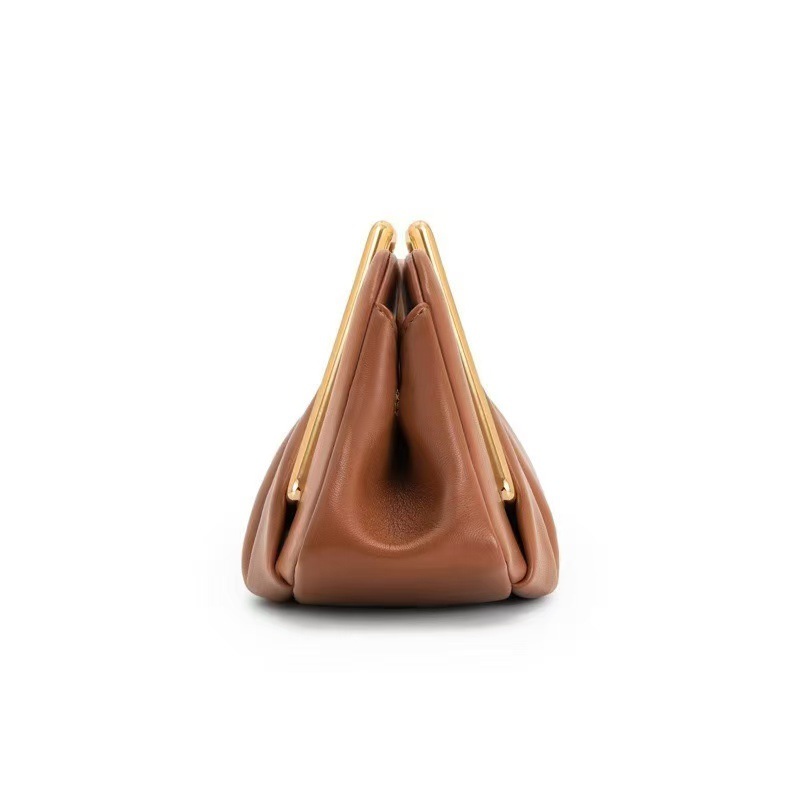 Plissierte Abendtasche Aus Weichem Leder Als Umhängetasche Damen_voghion.com