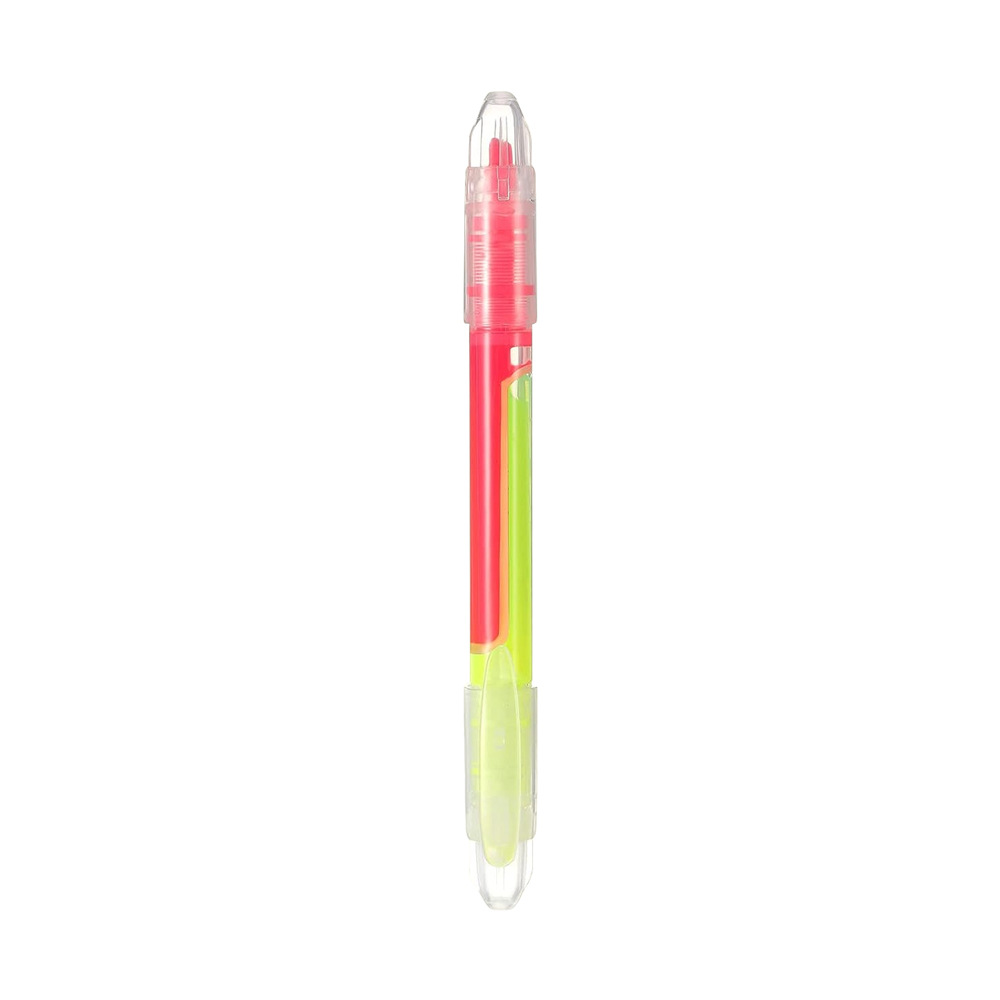 Pluma fluorescente recta de dos colores de doble cabeza de gran capacidad duradera de marcado clave estudiante marcador de color pluma fluorescente