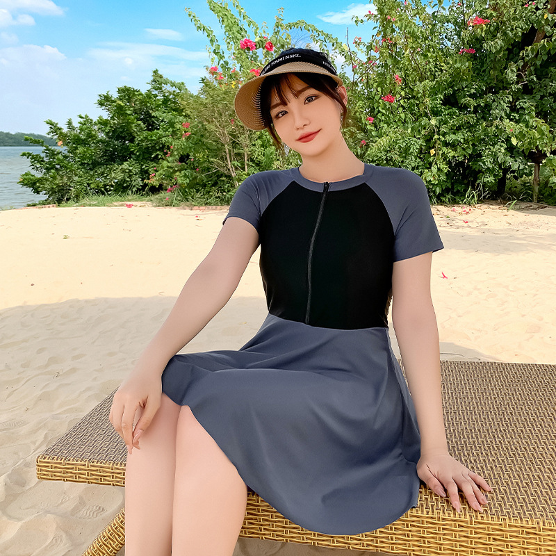 HURUN traje de baño para mujer 2023 nuevo popular adelgazamiento vientre que cubre una pieza profesional de aguas termales conservador más tamaño traje de baño deportivo