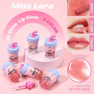 Cross-Border Popular Miss Lara Mirror Lip Glaze Clear Water Gloss Plump Lip Moisturizing Lipstick for Women