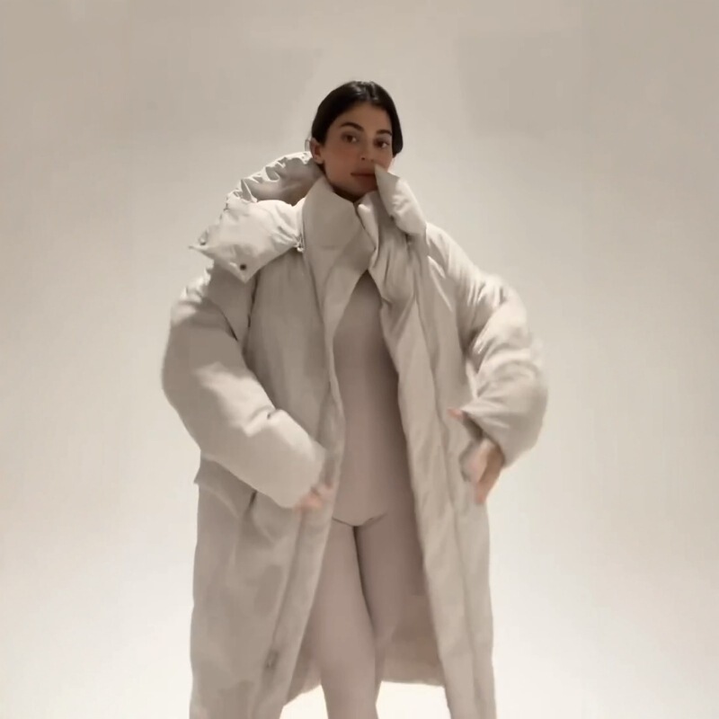 Kylie Same Style ~ KHY Super Long Hooded Lace-up cotton-padded jacket DROP002 Loose Knee Thickened Warm Jacket