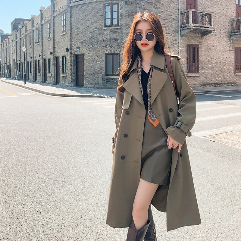 French-Style Trench Coat for Women 2025 New Spring and Autumn Waist-Cinching Drapey Fashionable Mid-Length Popular High-End Trench Coat for Women