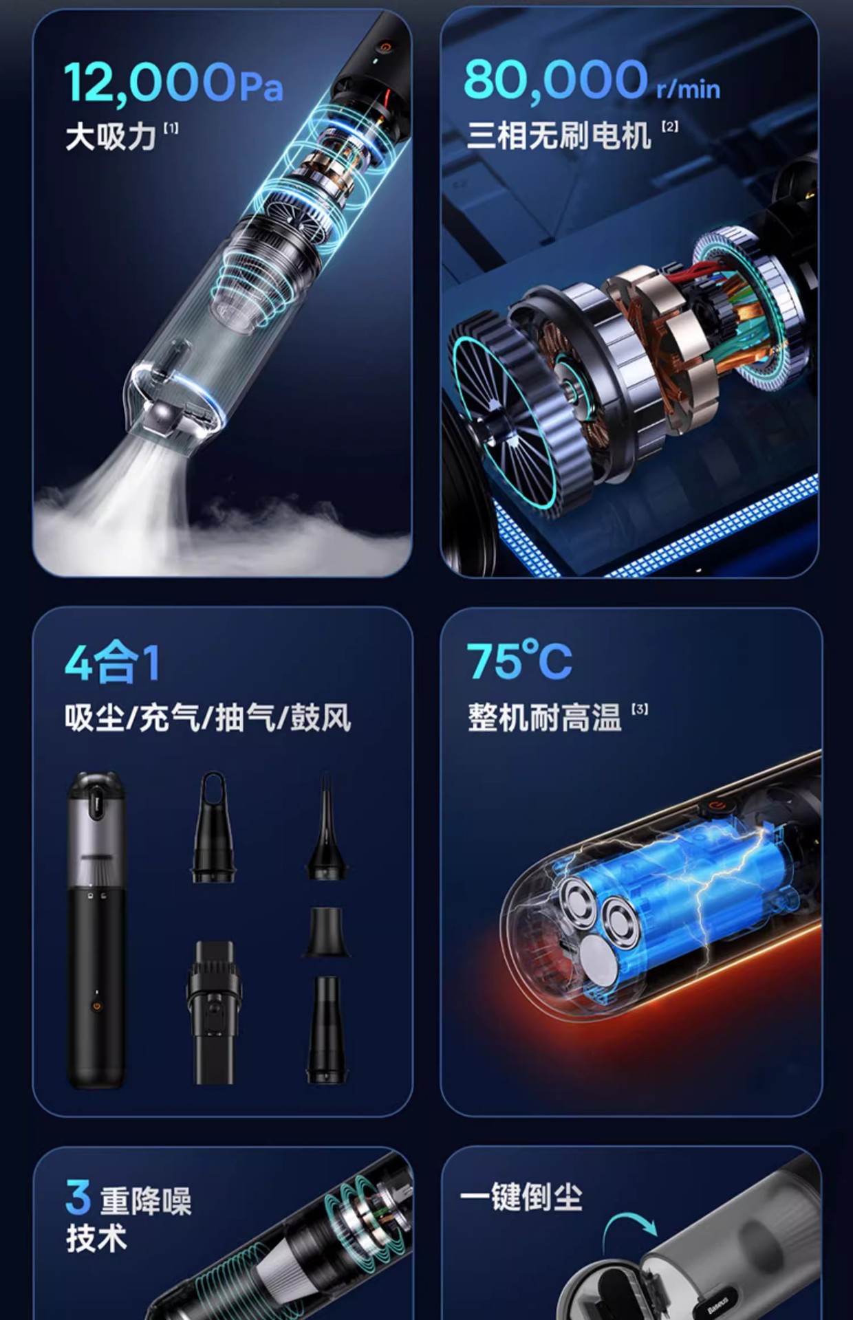 Baseus Car Vacuum Cleaner Handheld Small Ultra Powerful Suction Car Mini In-Car Dual Use for Blowing and Suction