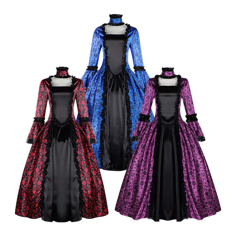 Retro skirt, long dress, cosplay, European style, halloween