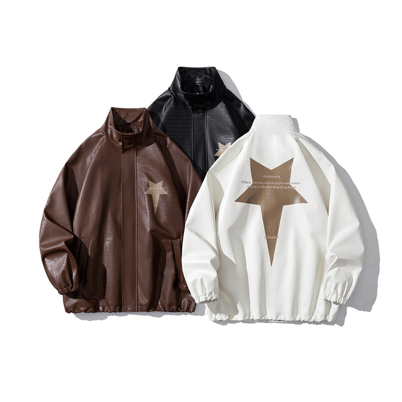 Spring and Autumn New Arrival White Crocodile Pattern Jacket Men's Printed Design Feeling Duffy Handsome Fashionable Korean Casual Jacket