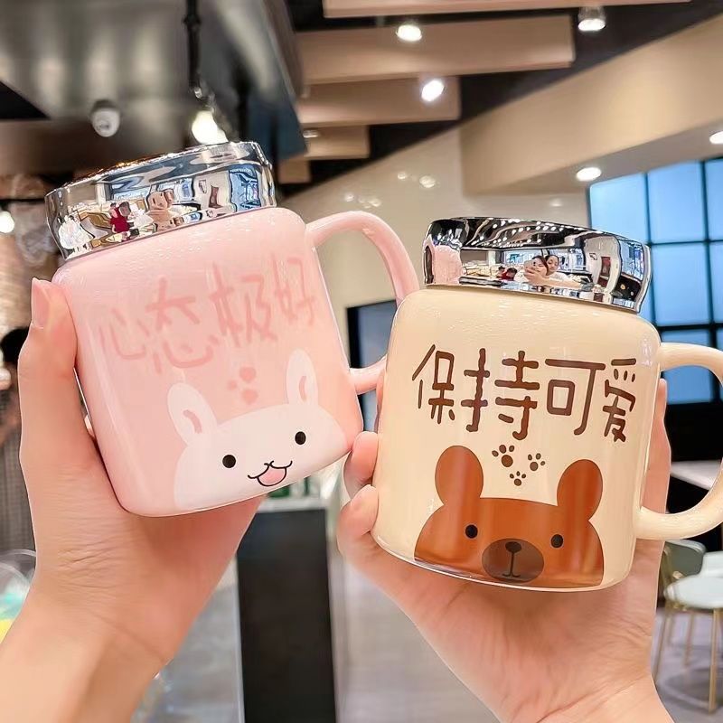 High quality cute ceramic glass with glass for students
